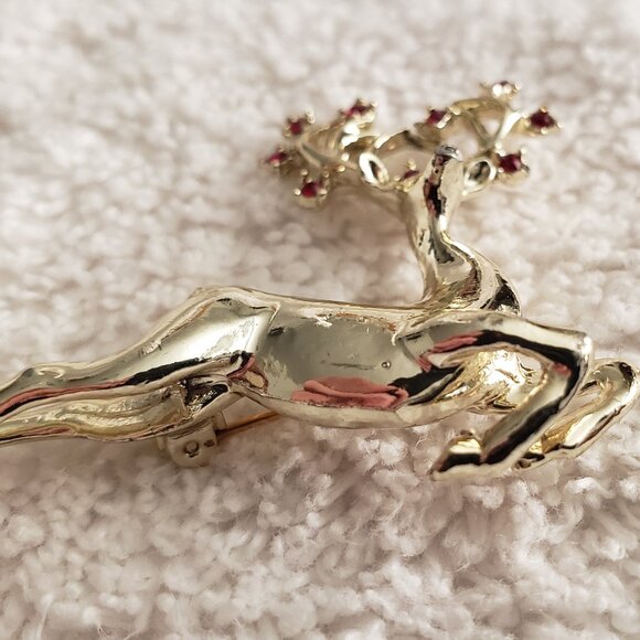 Vintage Dodds Doddz Pin Leaping Reindeer Antlers Pinback 11 W 30th St Newark - Picture 3 of 7